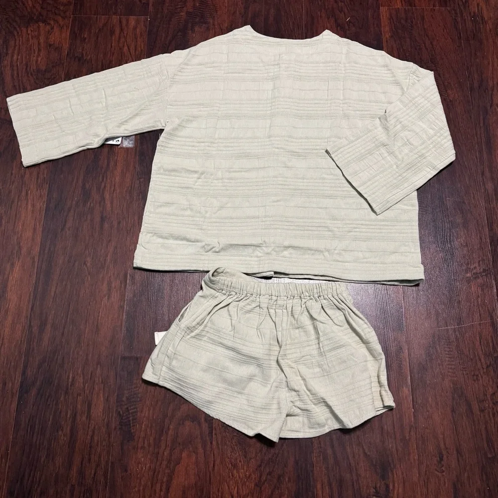 FREE PEOPLE Pippa Short Set 100% cotton Boxy Top & Shorts wrap closure Small NWT